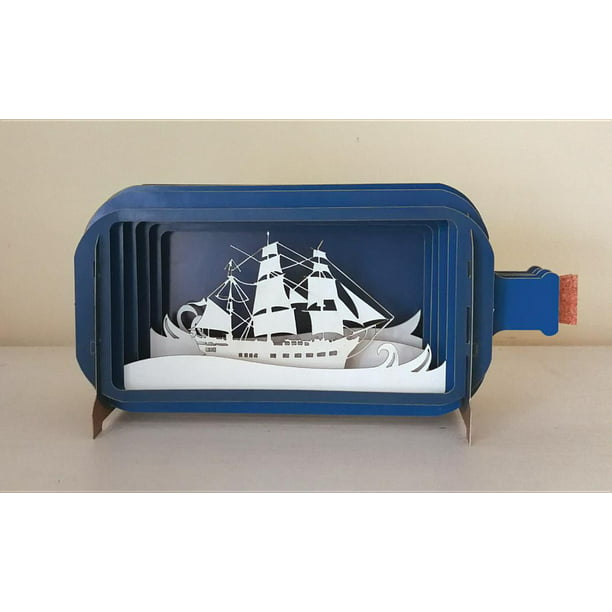 Message In A Bottle 3D Pop Up Greeting Card Marine 